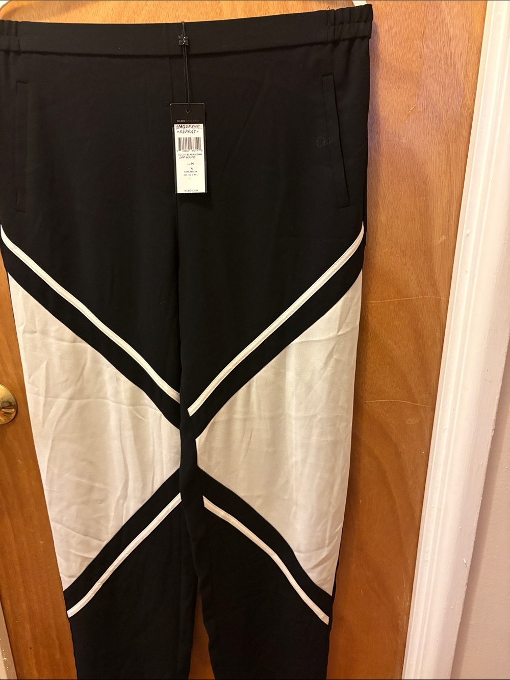 BCBG Maxazria Black & White Wide-Leg Colorblock Pants
